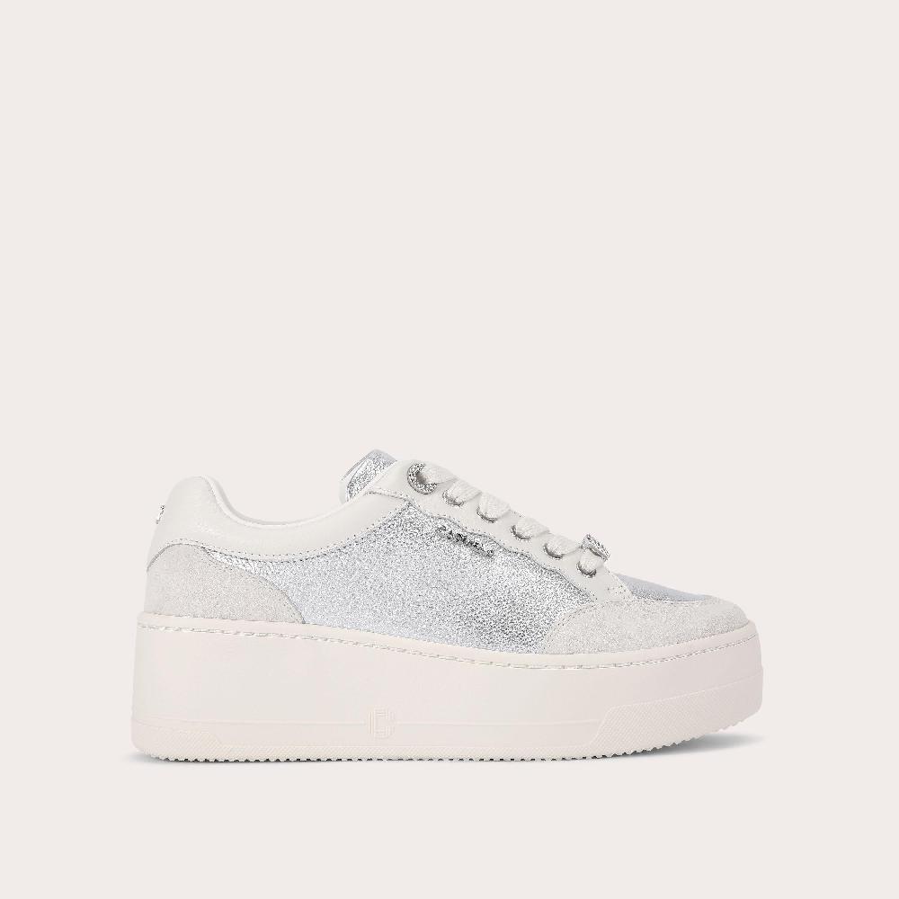 carvela PERENNE SNEAKER Silver Leather Textured Trainer by CARVELA