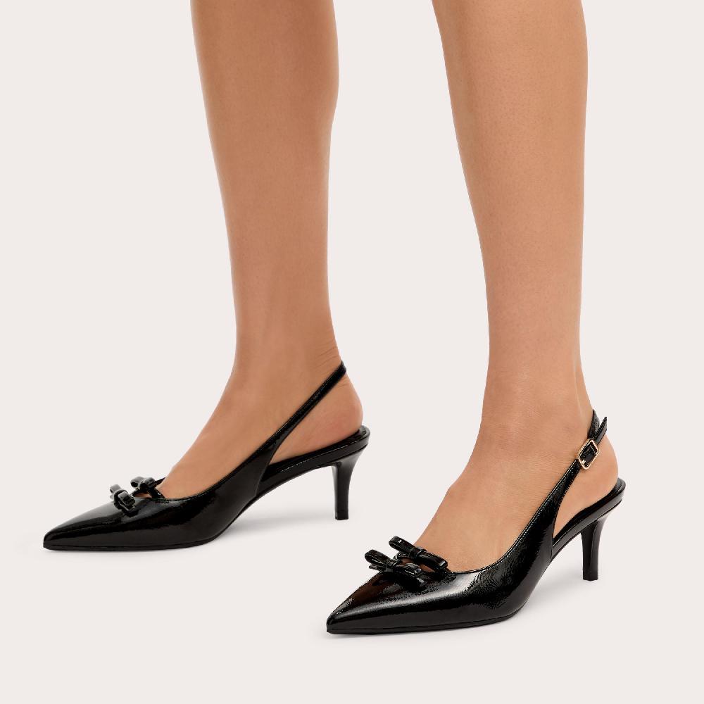 Carvela POSITANO BOW SLING BACK Black Patent Slingback Heel By CARVELA
