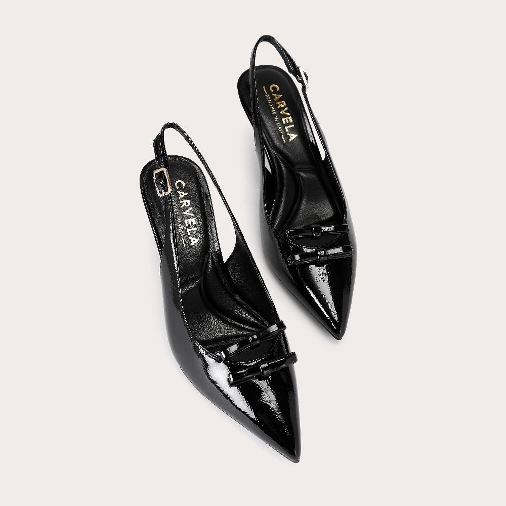 Carvela POSITANO BOW SLING BACK Black Patent Slingback Heel By CARVELA