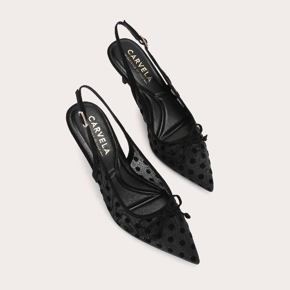 Carvela POSITANO SLING LOW Dark Mesh Dotted Slingback Heel By CARVELA
