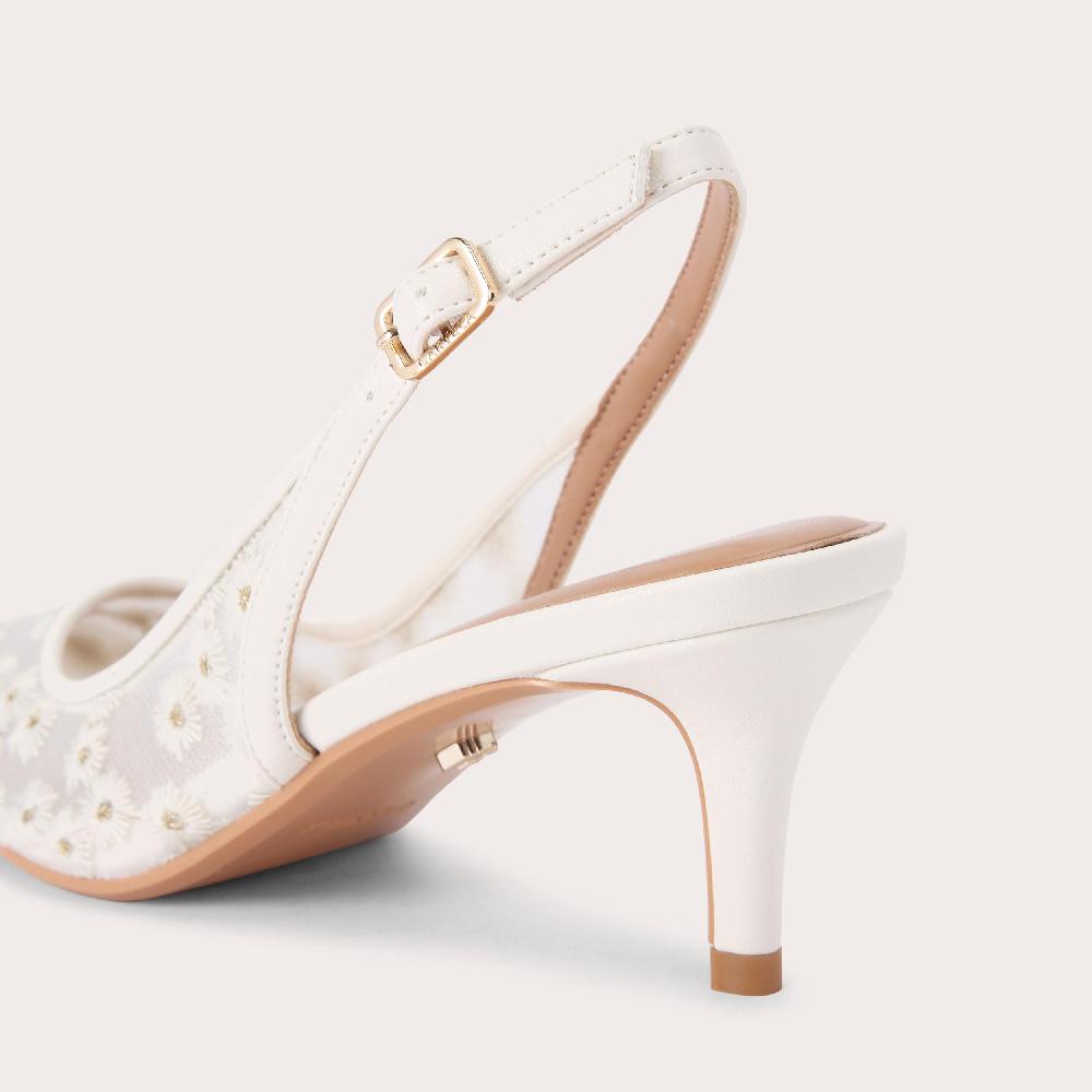 Carvela POSITANO SLING LOW White Floral Slingback Heel By CARVELA