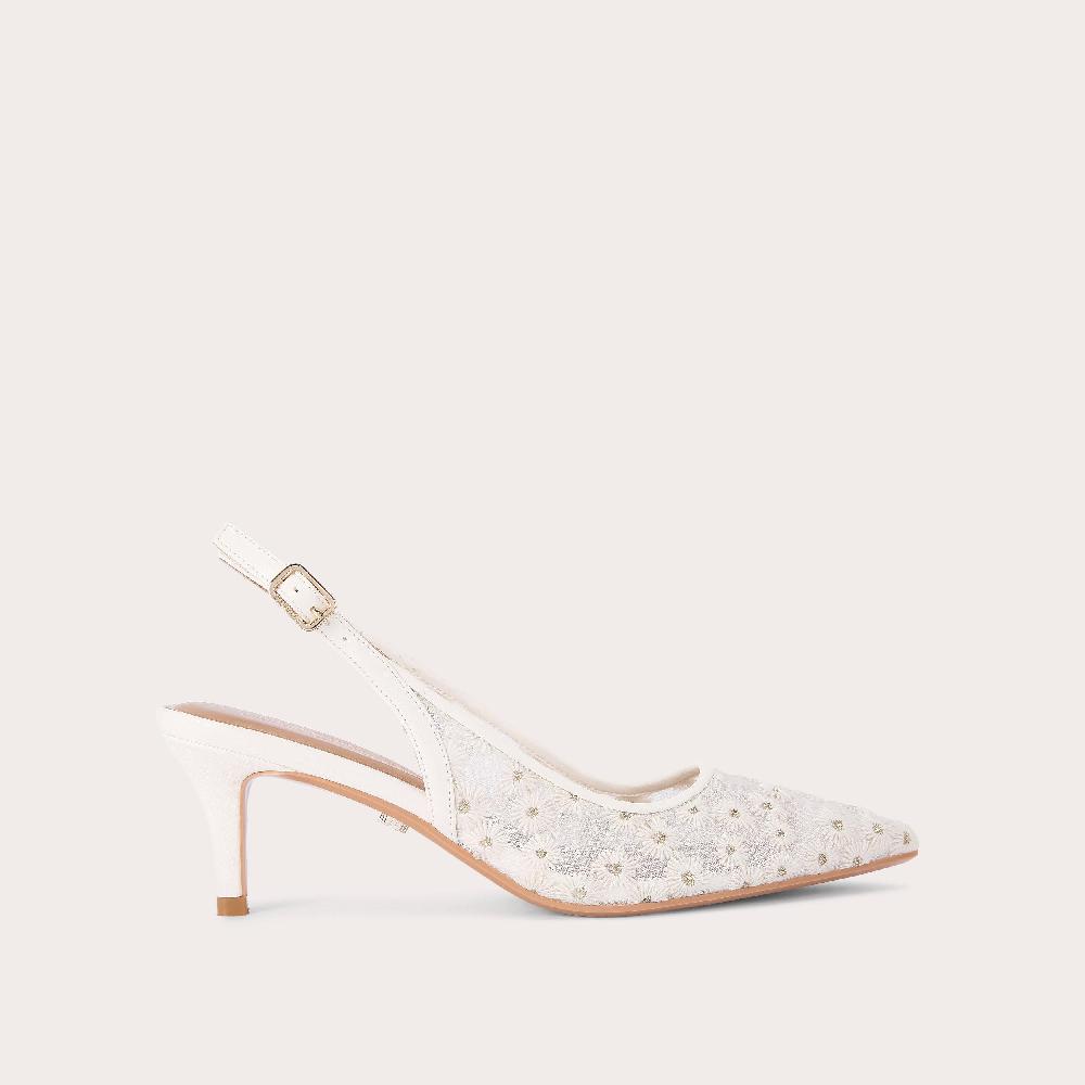 carvela POSITANO SLING LOW White Floral Slingback Heel by CARVELA