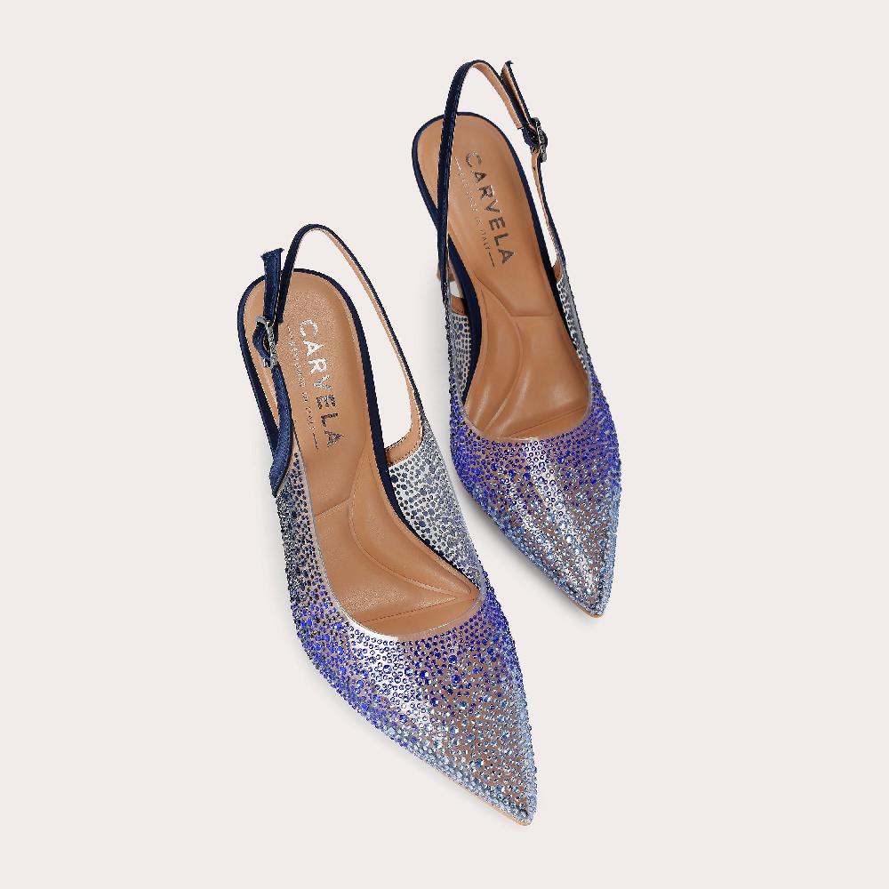 Carvela POSITANO VINYL SLING BACK Blue Crystal Slingback Heel By CARVELA