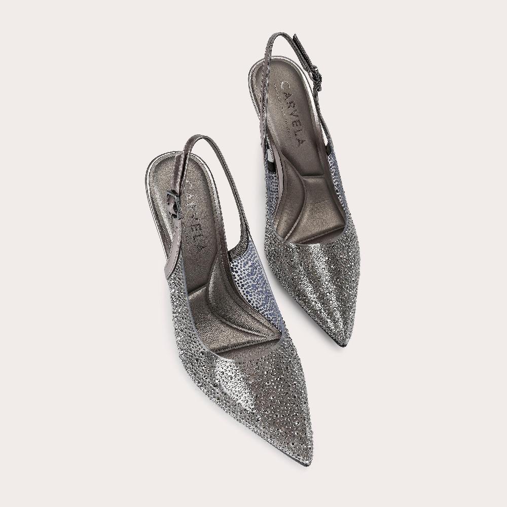 Carvela POSITANO VINYL SLING BACK Grey Vinyl Sling Back Heel By CARVELA