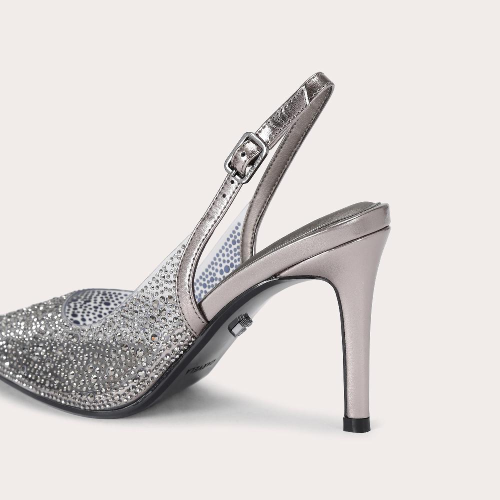 Carvela POSITANO VINYL SLING BACK Grey Vinyl Sling Back Heel By CARVELA