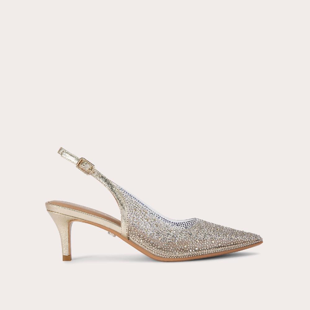 carvela POSITANO VINYL SLING LOW Vinyl Silver Gold Heel by CARVELA
