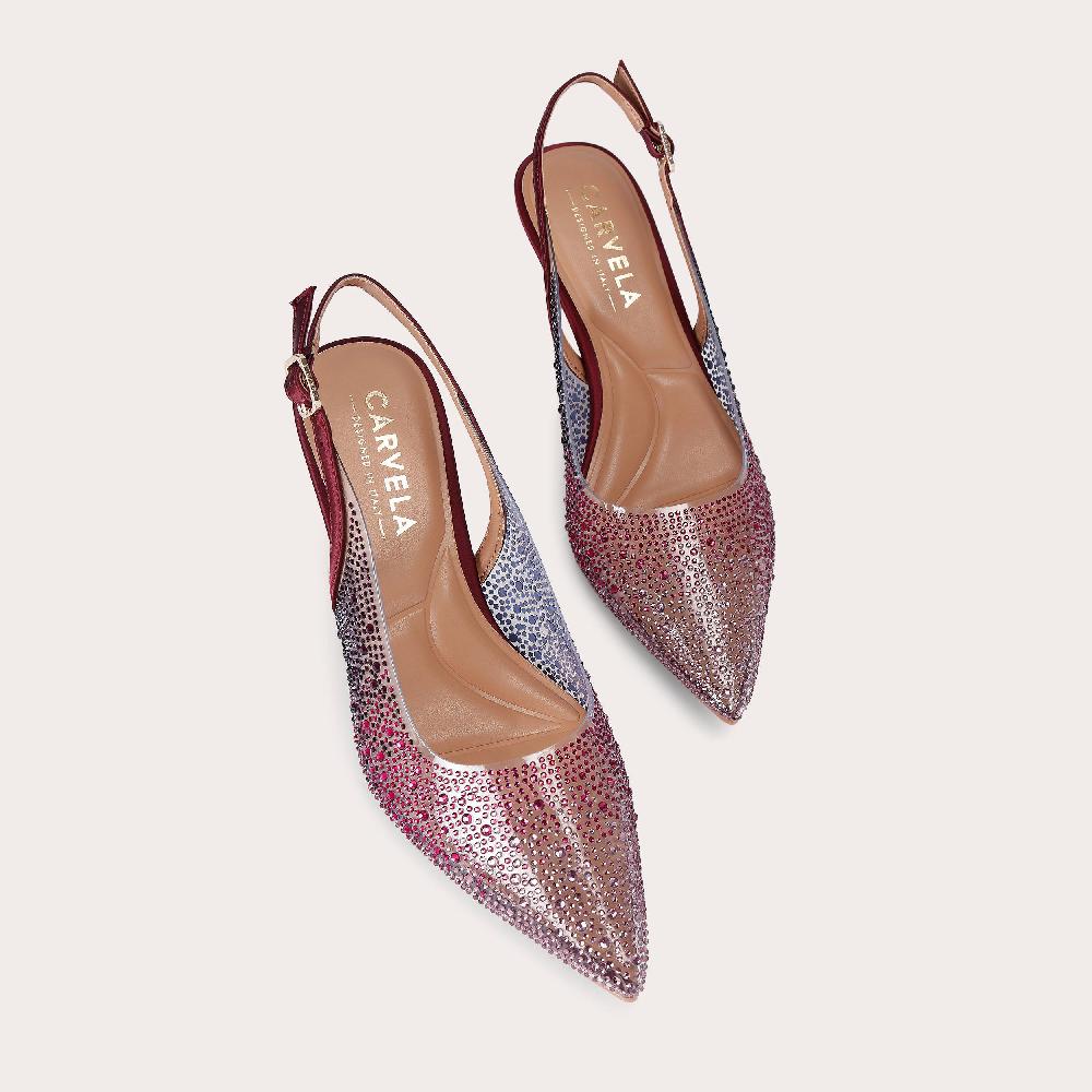 Carvela POSITANO VINYL SLING LOW Vinyl Wine Slingback Heel By CARVELA