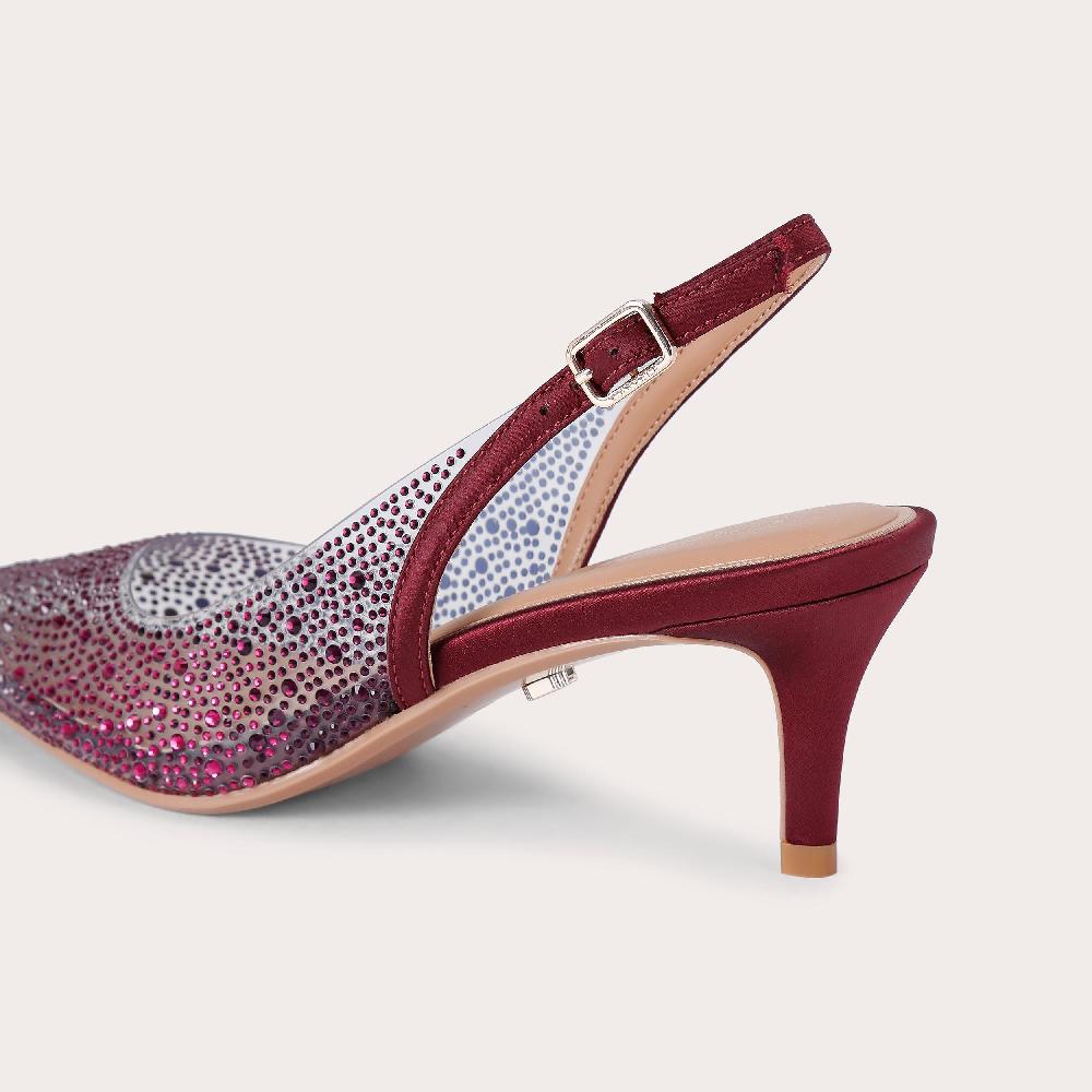 Carvela POSITANO VINYL SLING LOW Vinyl Wine Slingback Heel By CARVELA