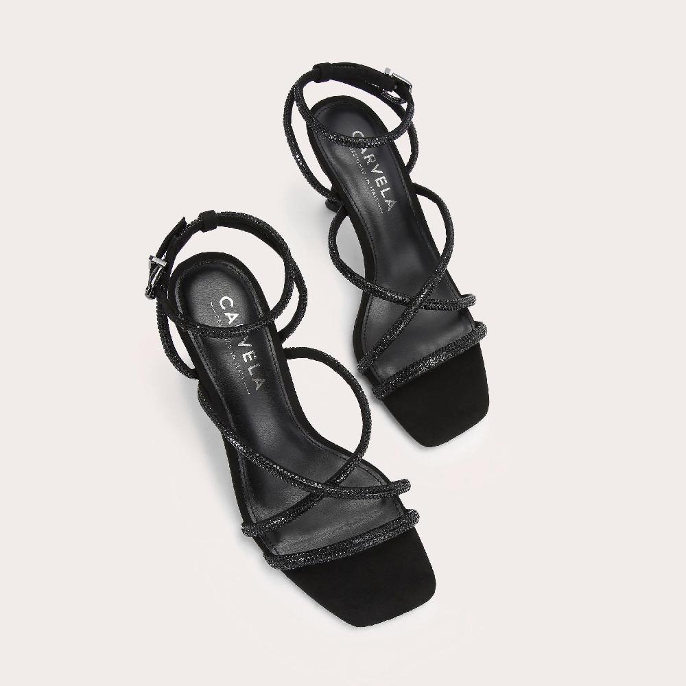 Carvela RAVELLO LOW Black Satin Crystal Heel By CARVELA
