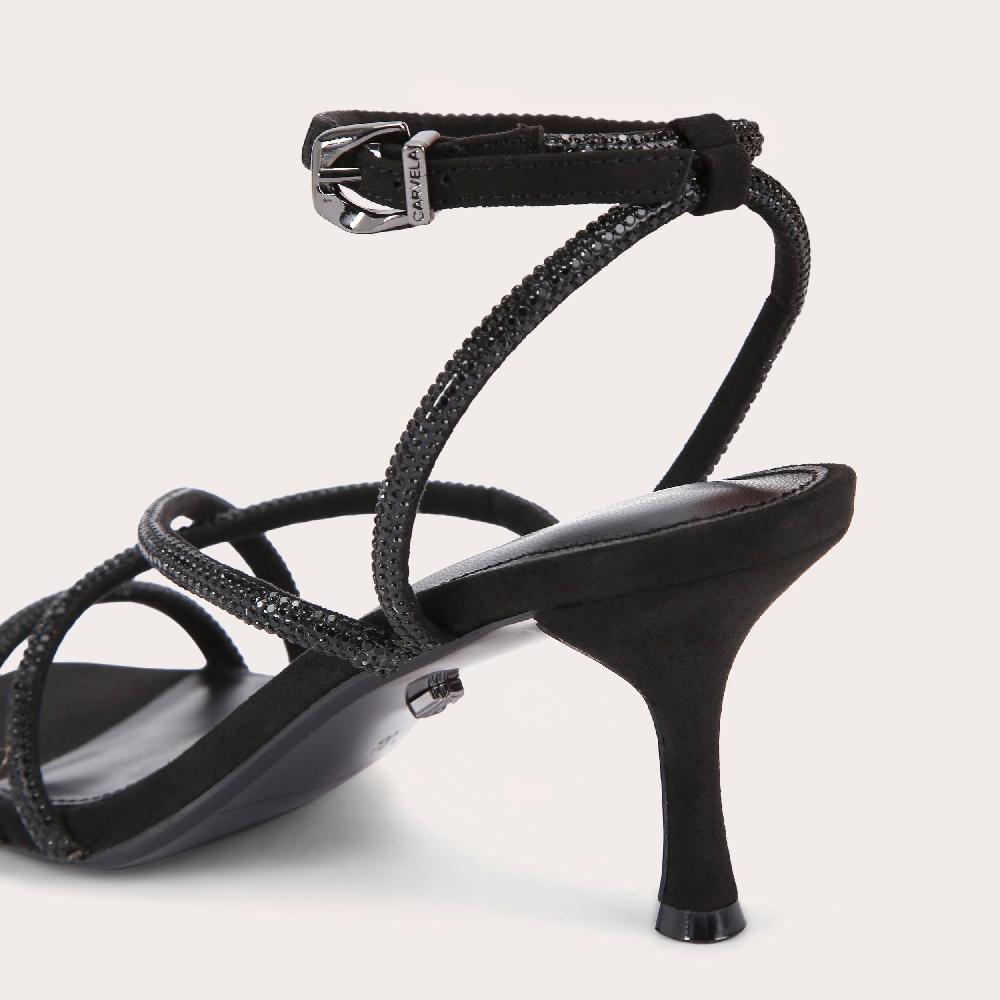 Carvela RAVELLO LOW Black Satin Crystal Heel By CARVELA