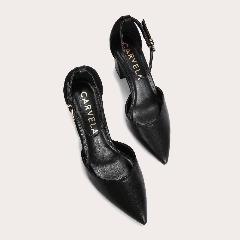 Carvela REFINED COURT Black Pointed Toe Block Heels By CARVELA