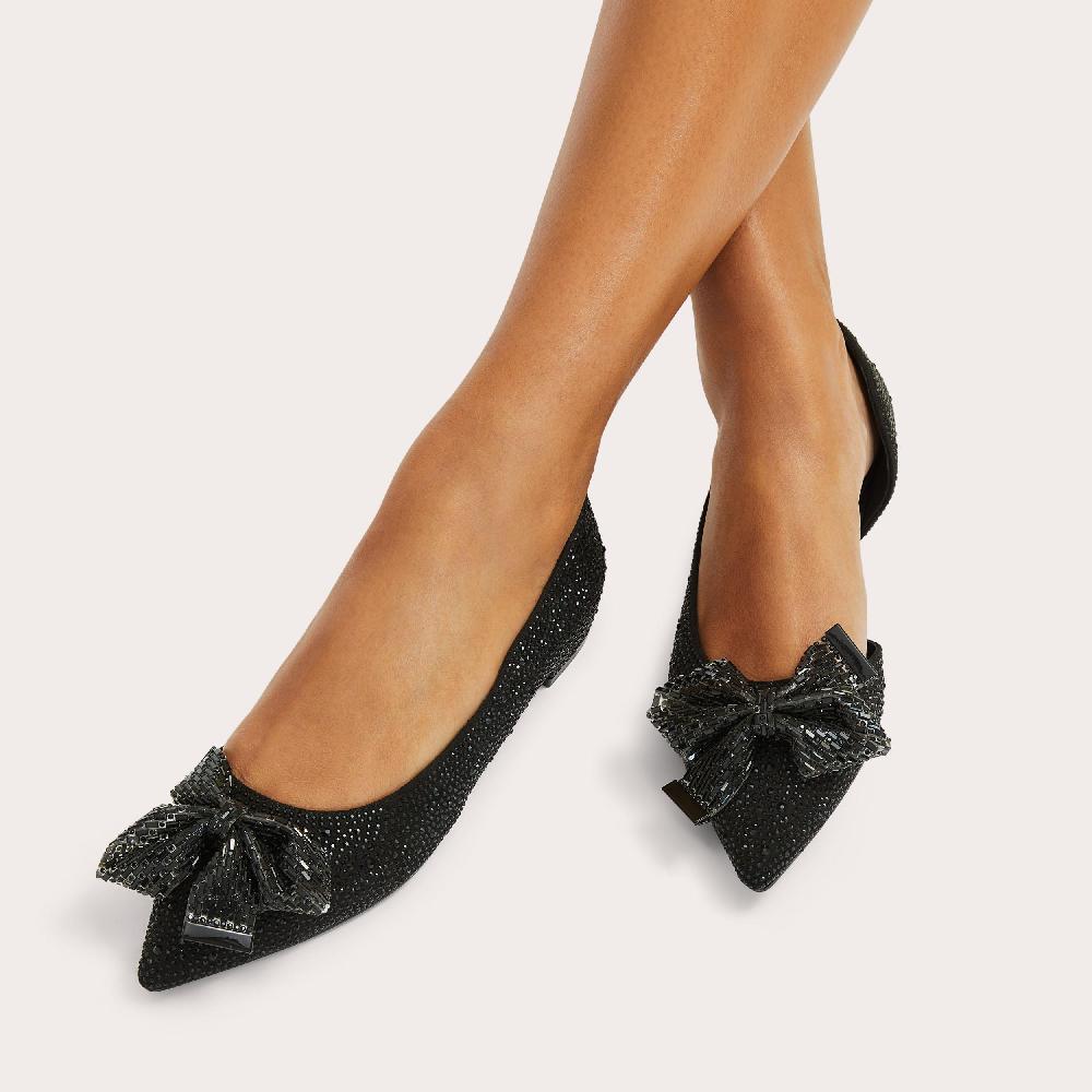 Carvela REGAL BOW FLAT Black Crystal Flats By CARVELA