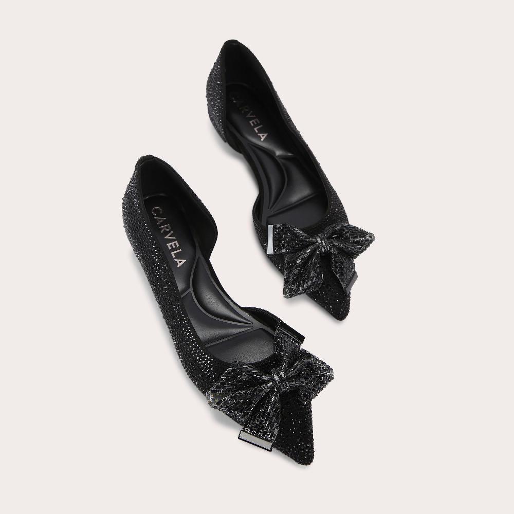 Carvela REGAL BOW FLAT Black Crystal Flats By CARVELA