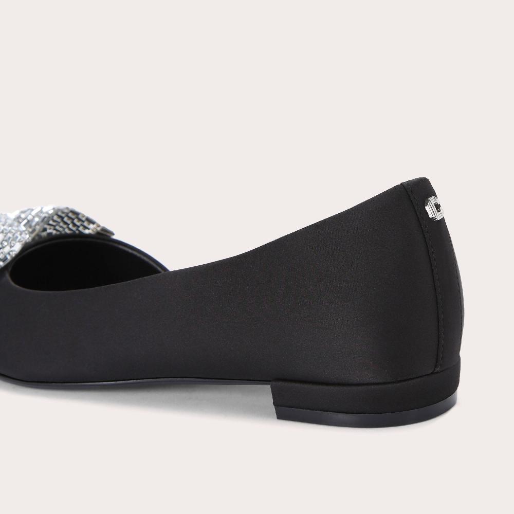Carvela REGAL BOW FLAT Black Satin Flat Shoe By CARVELA