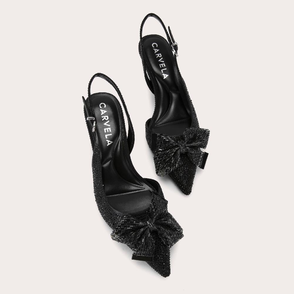 Carvela REGAL BOW SLING 2 Black Crystal Heels By CARVELA