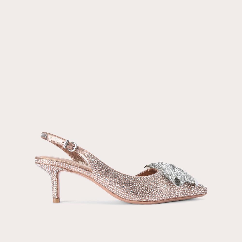 carvela REGAL BOW SLING 2 Gold Fabric Crystal Slingback Heel by CARVELA