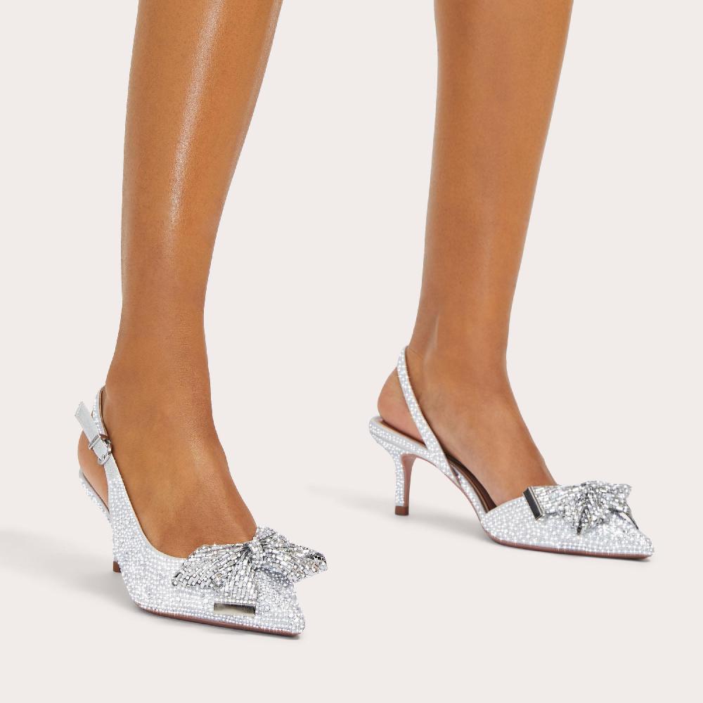Carvela REGAL BOW SLING 2 Silver Crystal Slingback Heel By CARVELA