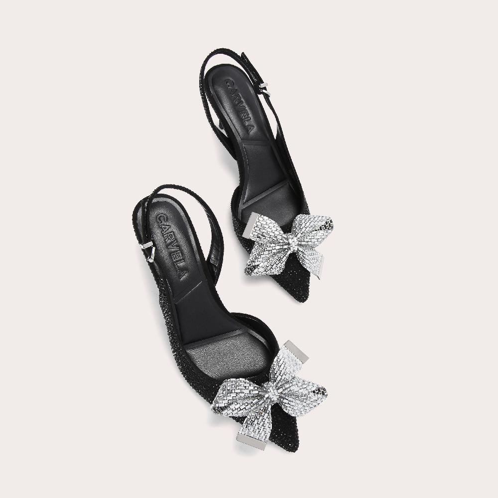 Carvela REGAL BOW SLING 60 Black Crystal Slingback Heels By CARVELA