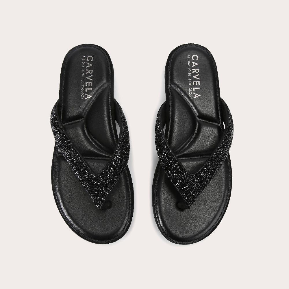 Carvela RIVIERA JEWEL Black Crystal Toe Post Sandal By CARVELA