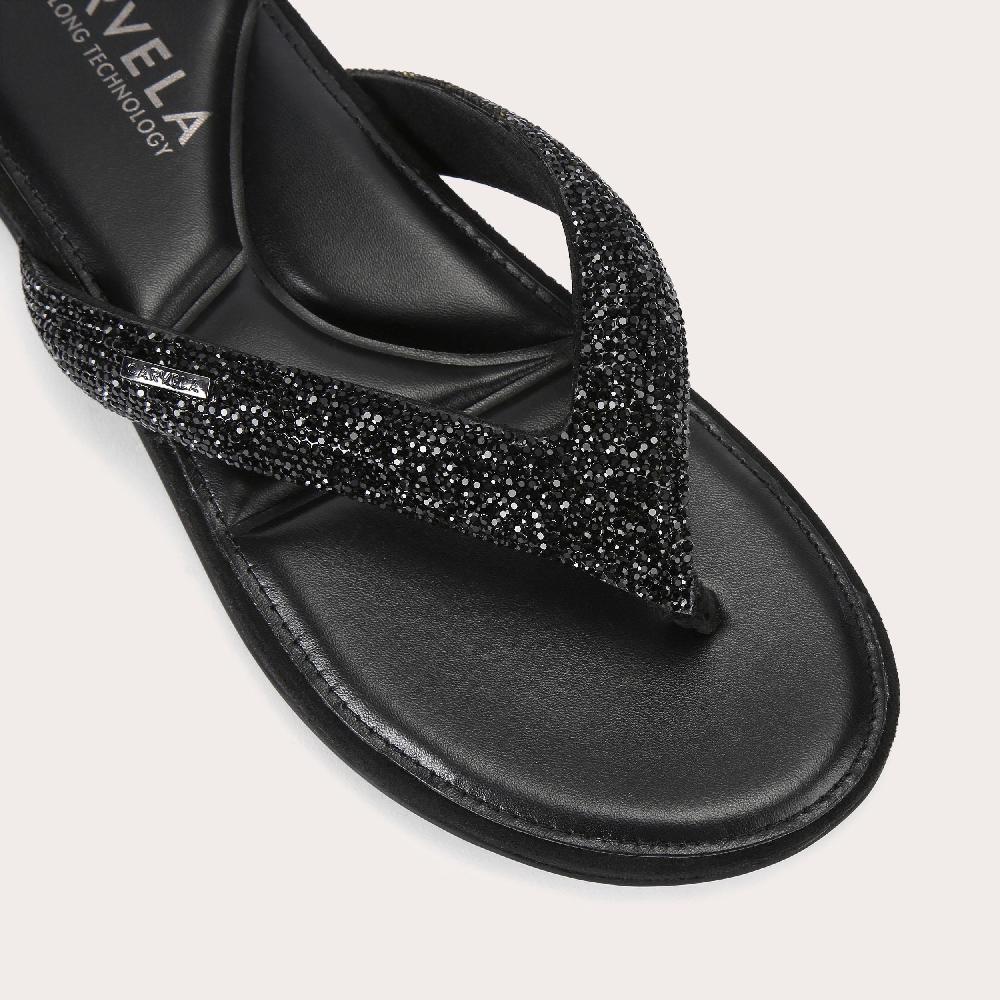 Carvela RIVIERA JEWEL Black Crystal Toe Post Sandal By CARVELA