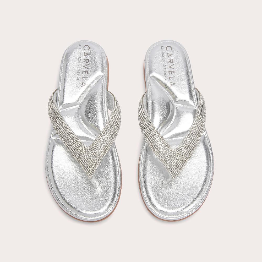 Carvela RIVIERA JEWEL Silver Crystal Flip Flop Sandal By CARVELA