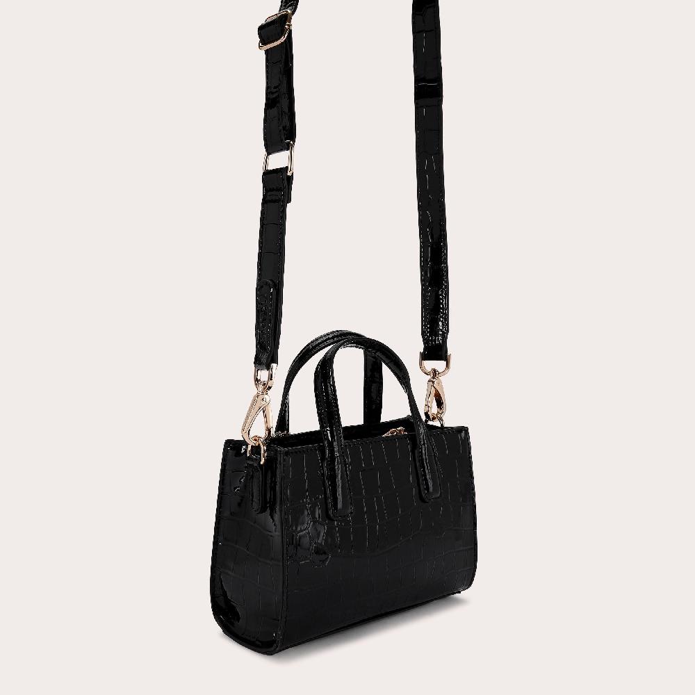 Carvela ROMA CROSSBODY Black Croc Patent Cross Body Bag By CARVELA
