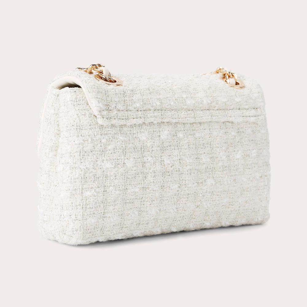 Carvela ROSA CHAIN SHOULDER Bone Tweed Shoulder Bag By CARVELA