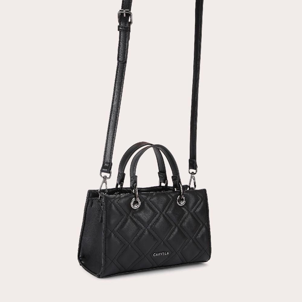 Carvela ROSA EAST-WEST Black Synthetic Quilted Bag By CARVELA