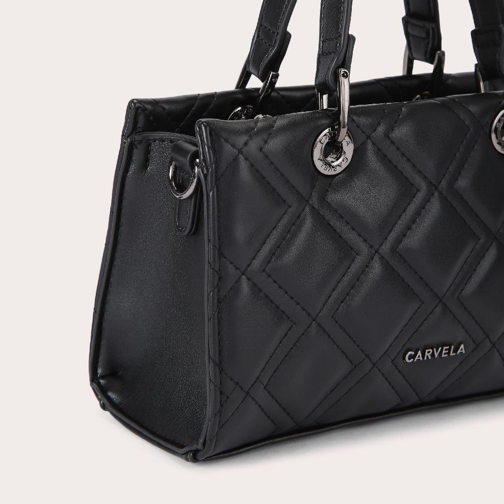Carvela ROSA EAST-WEST Black Synthetic Quilted Bag By CARVELA