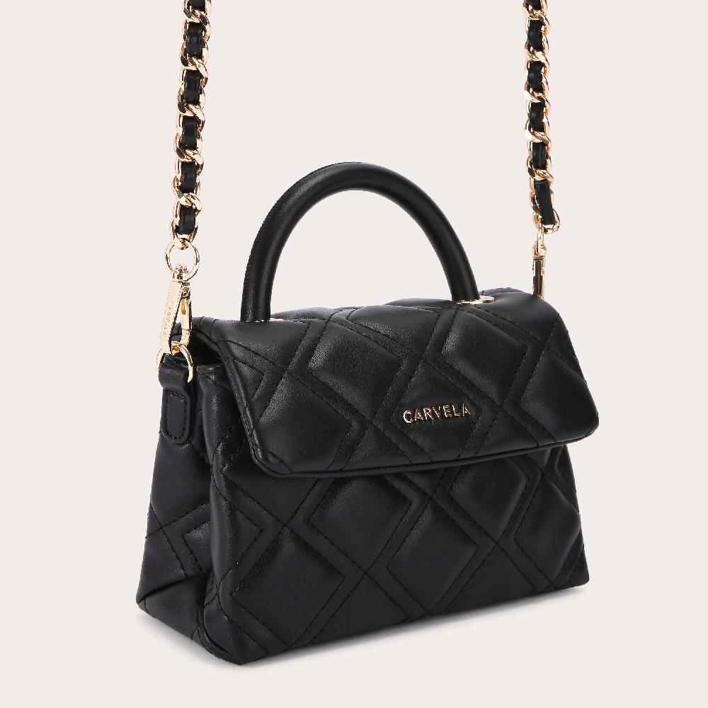 Carvela ROSA TOP HANDLE Black Quilted Top Handle Bag By CARVELA