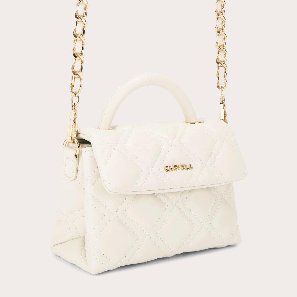 Carvela ROSA TOP HANDLE Bone Quilted Top Handle Bag By CARVELA