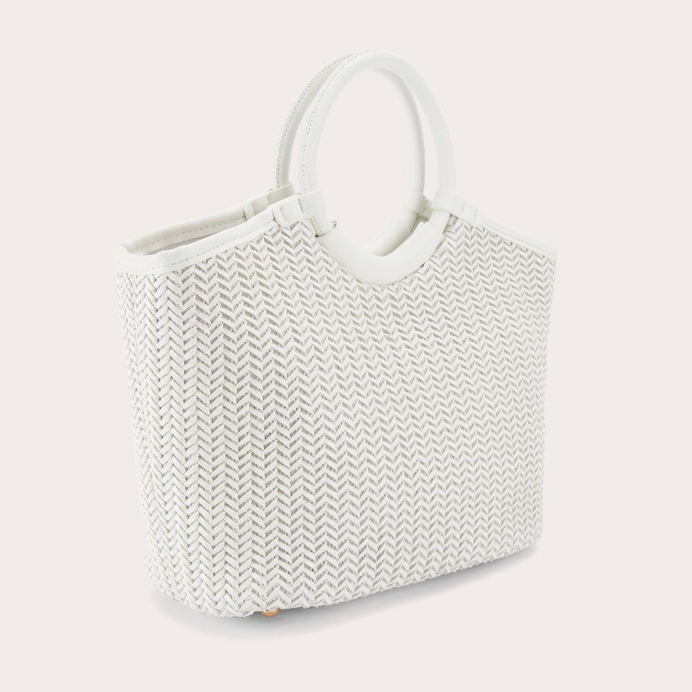 Carvela SARDINIA MIDI WEAVE Bone Midi Tote Bag By CARVELA