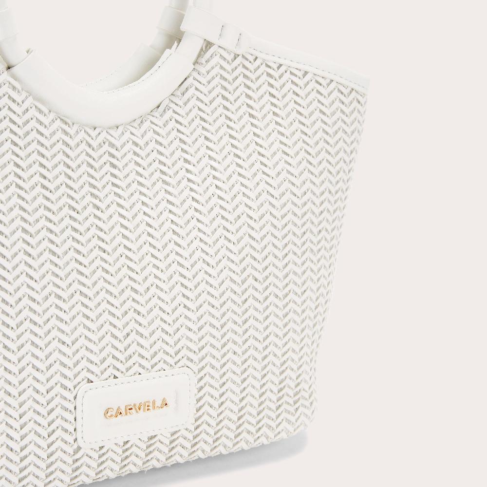 Carvela SARDINIA MIDI WEAVE Bone Midi Tote Bag By CARVELA