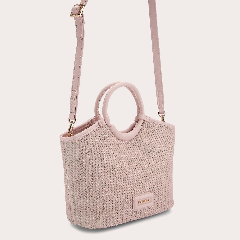 Carvela SARDINIA MIDI WEAVE Pale Pink Woven Midi Tote Bag By CARVELA