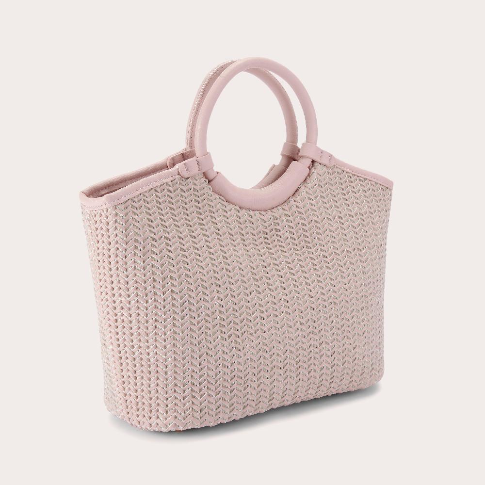 Carvela SARDINIA MIDI WEAVE Pale Pink Woven Midi Tote Bag By CARVELA