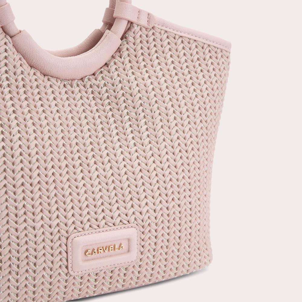 Carvela SARDINIA MIDI WEAVE Pale Pink Woven Midi Tote Bag By CARVELA