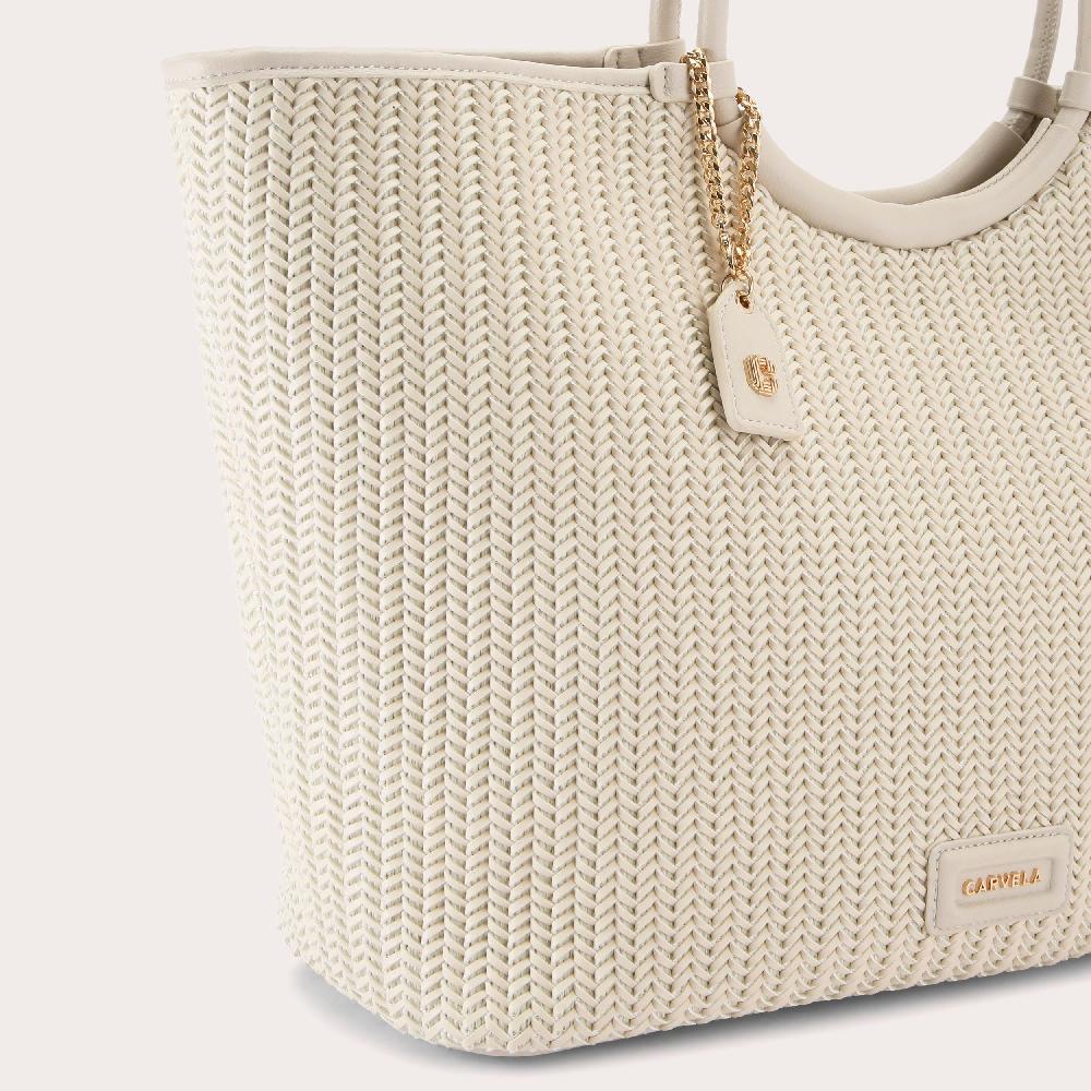 Carvela SARDINIA WEAVE TOTE Bone Woven Shoulder Tote Bag By CARVELA
