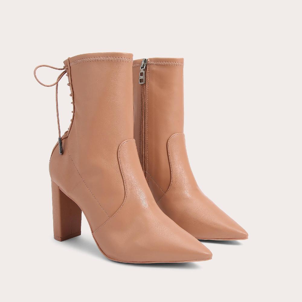 Carvela SECOND SKIN ANKLE Tan Pointed Toe Lace Back Ankle Boots By CARVELA