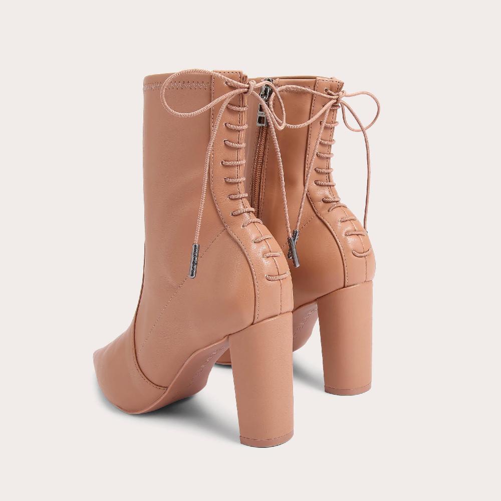 Carvela SECOND SKIN ANKLE Tan Pointed Toe Lace Back Ankle Boots By CARVELA