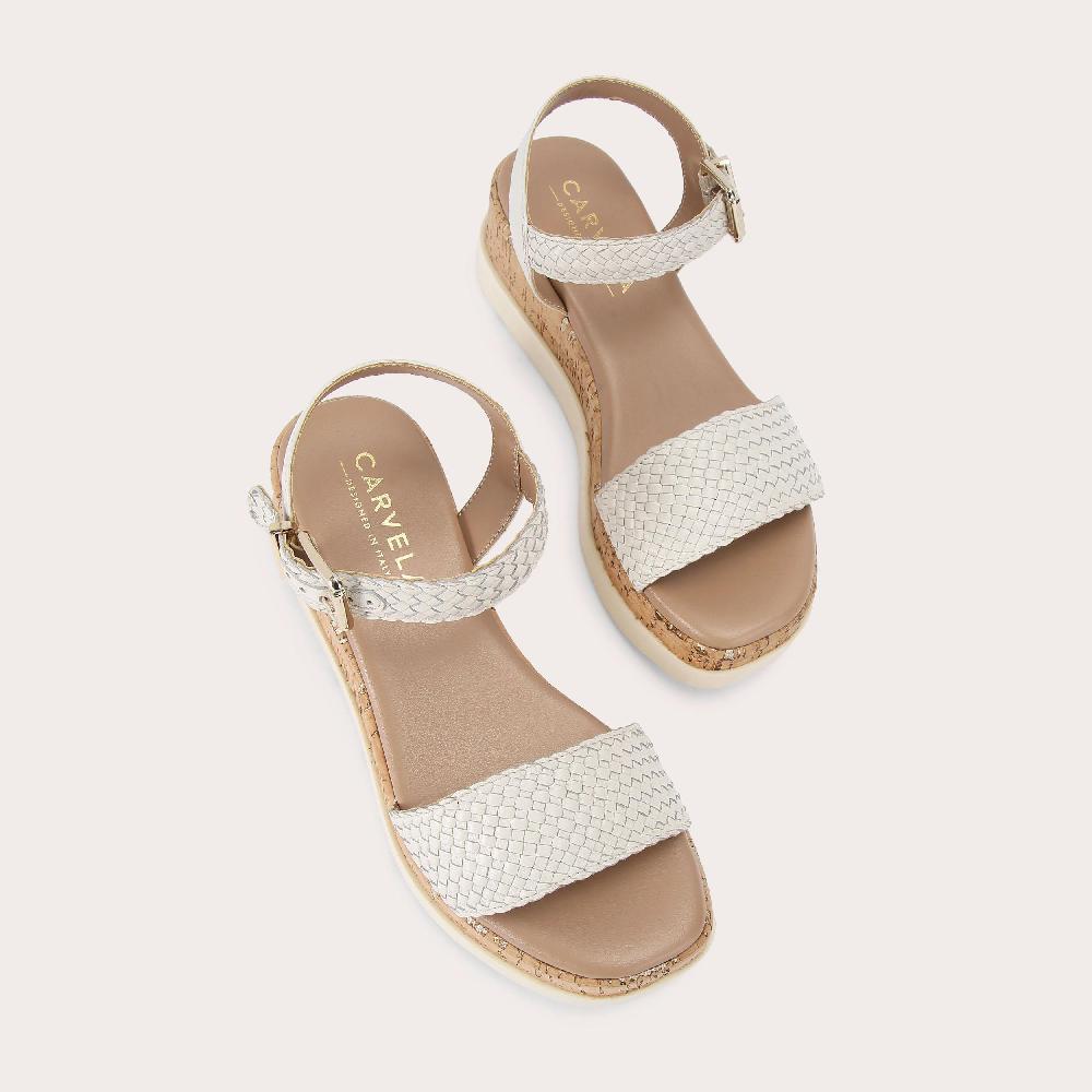 Carvela SERENITA WEAVE SANDAL Bone Woven Sandal By CARVELA