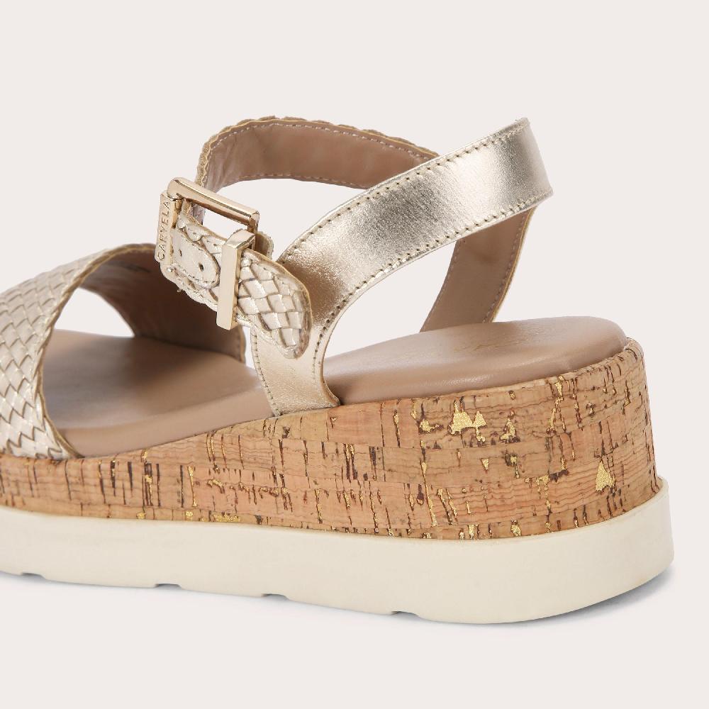 Carvela SERENITA WEAVE SANDAL Gold Leather Woven Sandal By CARVELA