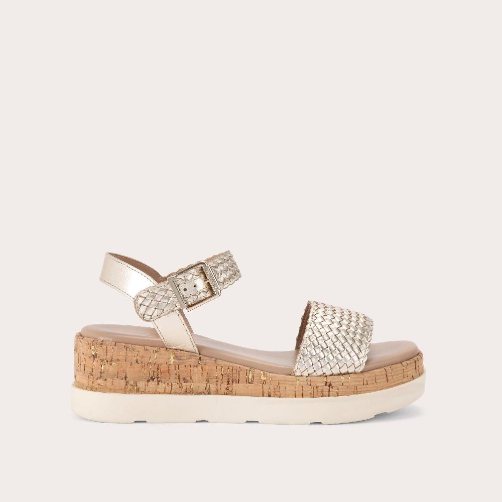 carvela SERENITA WEAVE SANDAL Gold Leather Woven Sandal by CARVELA