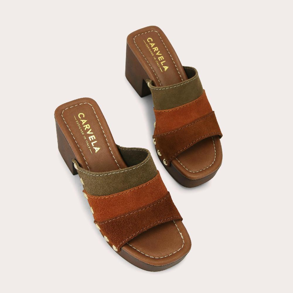 Carvela SETTANTA MULE Suede Stepped Mule Heel By CARVELA COMFORT