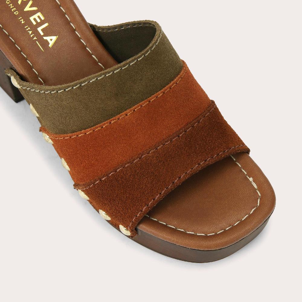 Carvela SETTANTA MULE Suede Stepped Mule Heel By CARVELA COMFORT