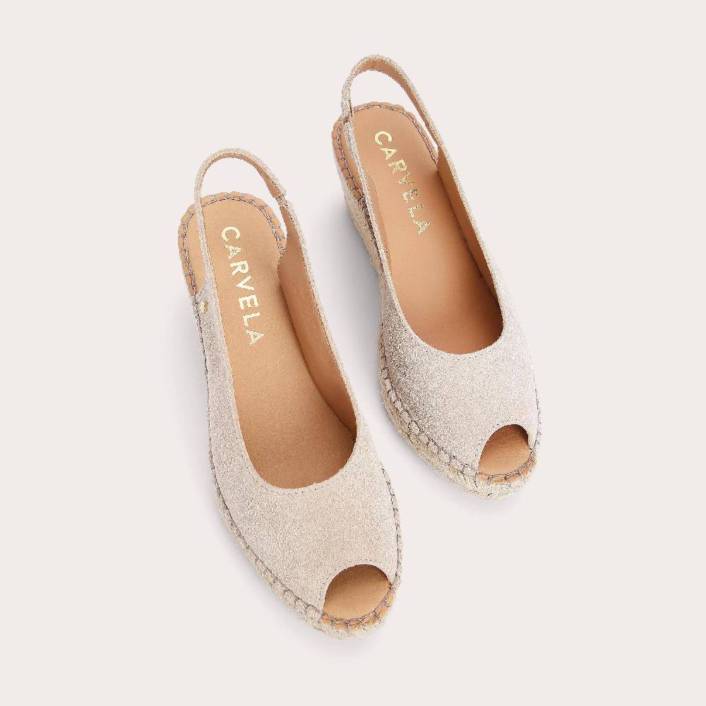 Carvela SHARON Taupe Suede Espadrille Wedge Sandals By CARVELA COMFORT
