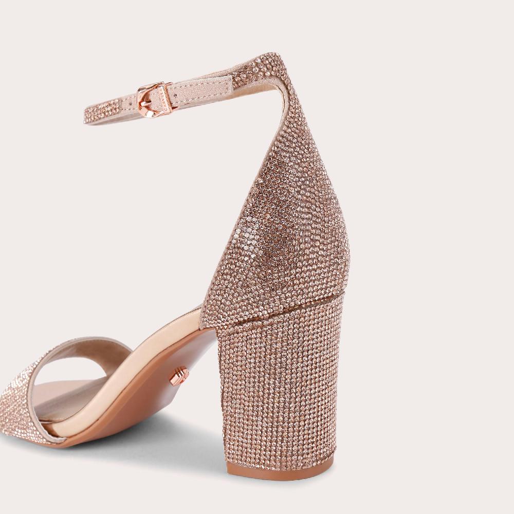 Carvela SHINE SANDAL Rose Gold Block Heel By CARVELA