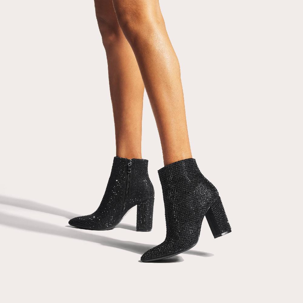 Carvela SHONE ANKLE BOOT Black Crystal Block Heel Ankle Boot By CARVELA