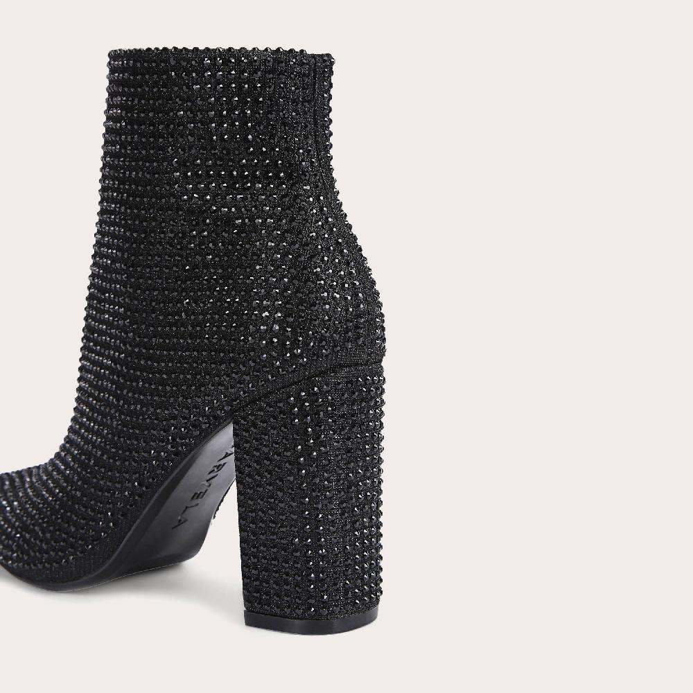 Carvela SHONE ANKLE BOOT Black Crystal Block Heel Ankle Boot By CARVELA