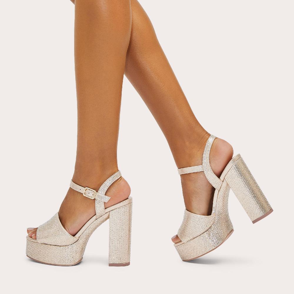 Carvela SKY HIGH Gold Fabric Platform Heels By CARVELA