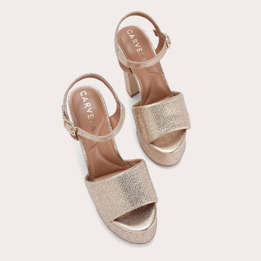 Carvela SKY HIGH Gold Fabric Platform Heels By CARVELA